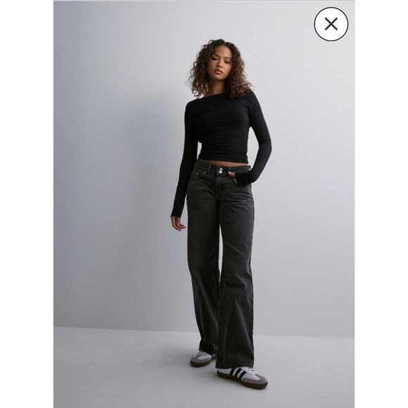 Levi's Superlow Jeans 28x32 Black Wash Straight Wide Leg Baggy '90s Grunge Y2K - Picture 9 of 9